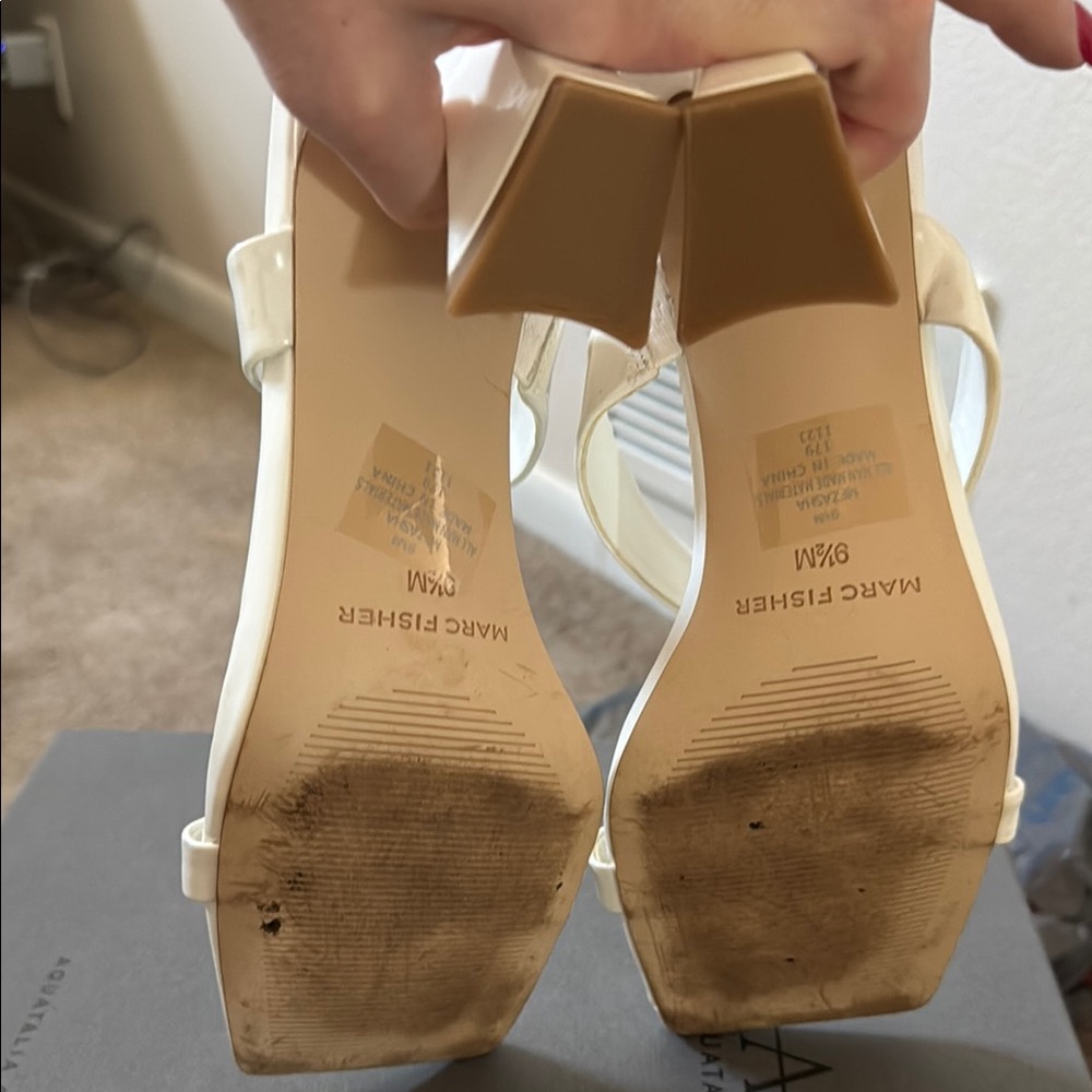 Marc Fisher Cream Block Heel Strappy Heels - Picture 5 of 5